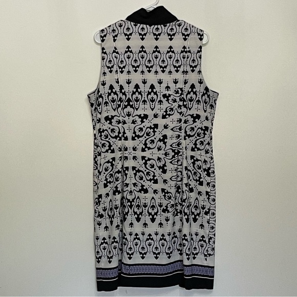 Nicole by Nicole Miller Sleeveless V-neck Button Front Damask Midi Dress; 14 - Picture 15 of 15